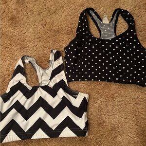 Varsity Black and White Patterned Sports Bras